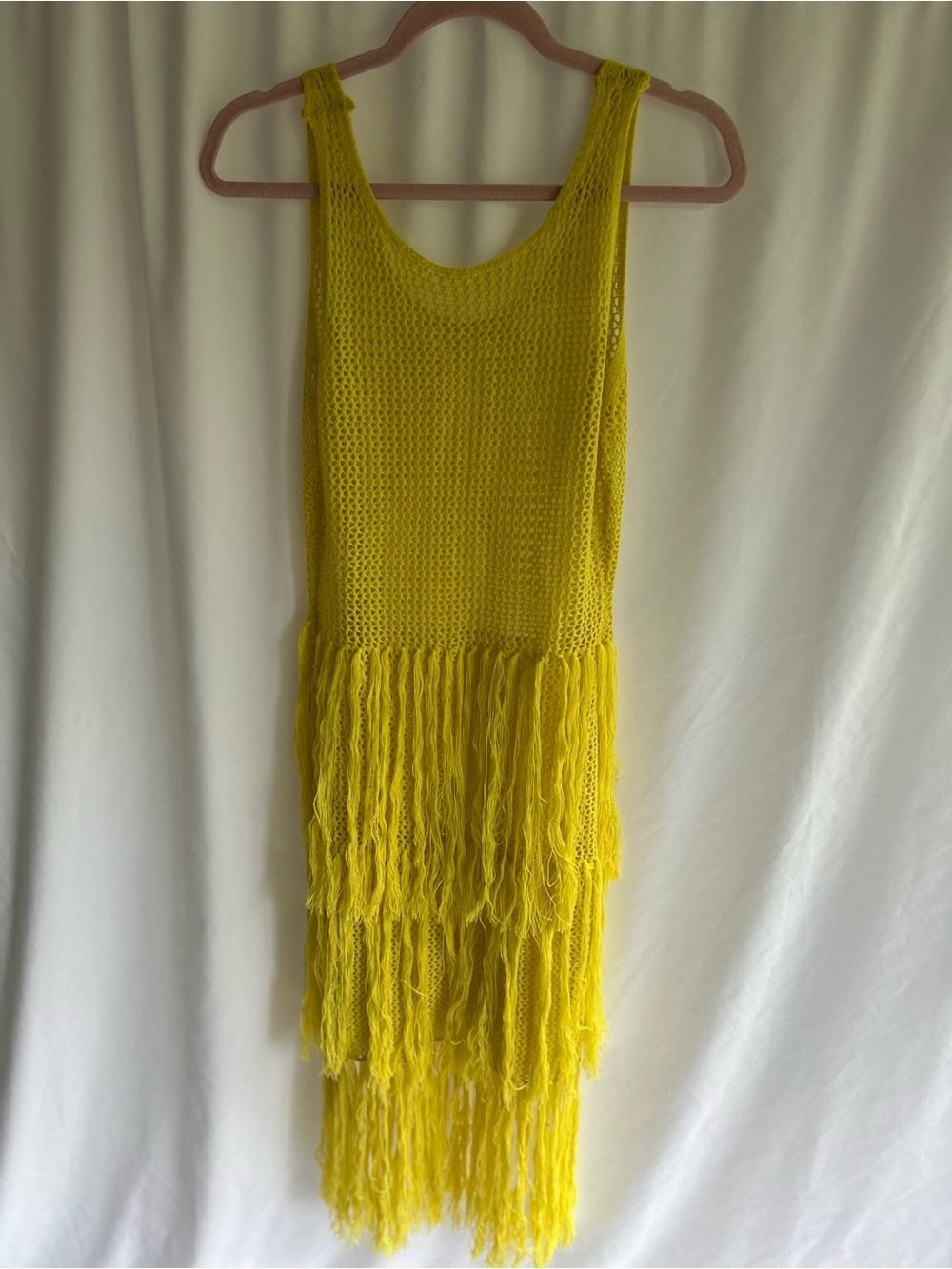 Micas Bright Yellow Crochet Fringe Maxi Dress - Picture 3 of 6